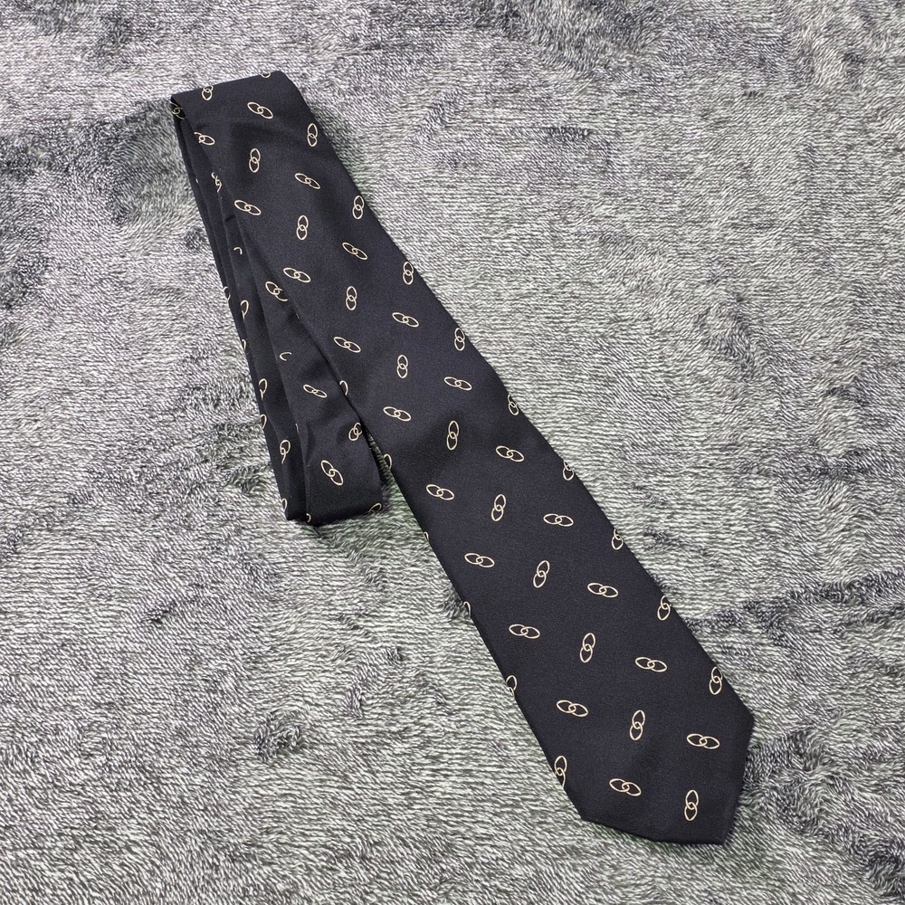 Ralph Lauren Purple Label Neck Tie Linked Ovals Silk Crepe